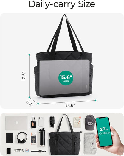 Crush Tote Bag for Women, 20L Puffer Work Tote with Zipper, Travel Essentials Quilted Nurse Hospital Bag