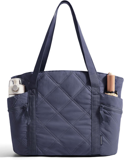 Crush Tote Bag for Women, 20L Puffer Work Tote with Zipper, Travel Essentials Quilted Nurse Hospital Bag