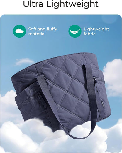 Crush Tote Bag for Women, 20L Puffer Work Tote with Zipper, Travel Essentials Quilted Nurse Hospital Bag