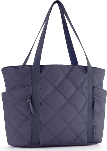 Crush Tote Bag for Women, 20L Puffer Work Tote with Zipper, Travel Essentials Quilted Nurse Hospital Bag