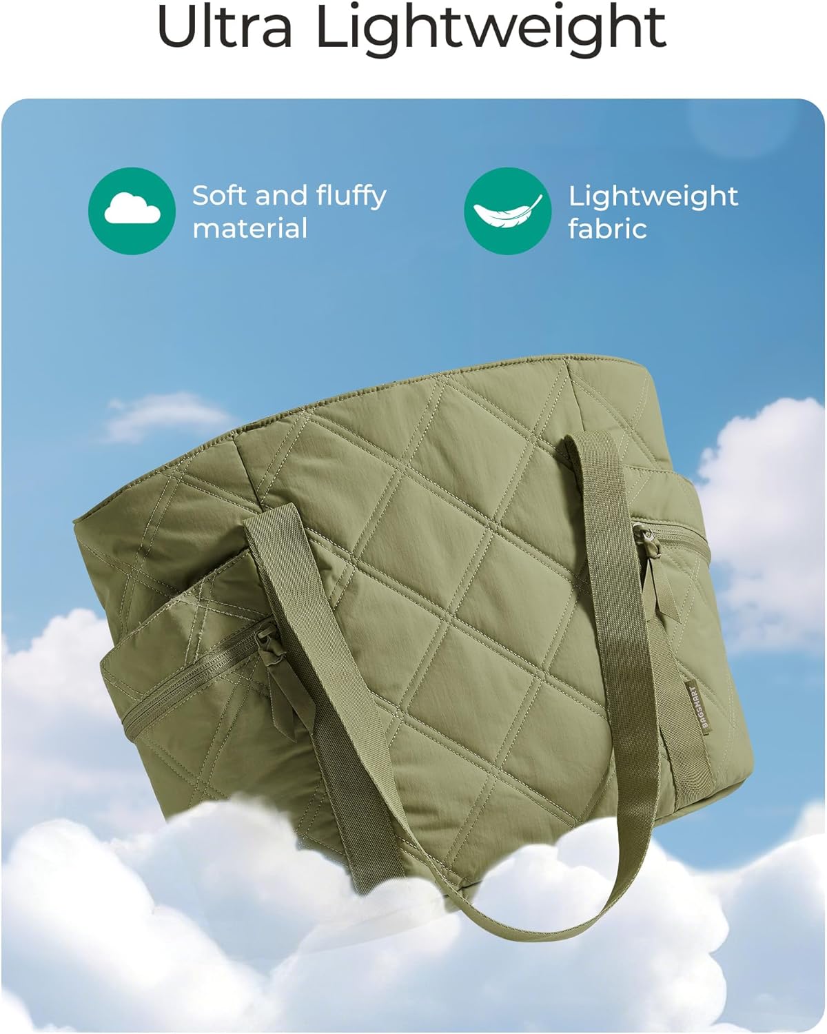 Crush Tote Bag for Women, 20L Puffer Work Tote with Zipper, Travel Essentials Quilted Nurse Hospital Bag