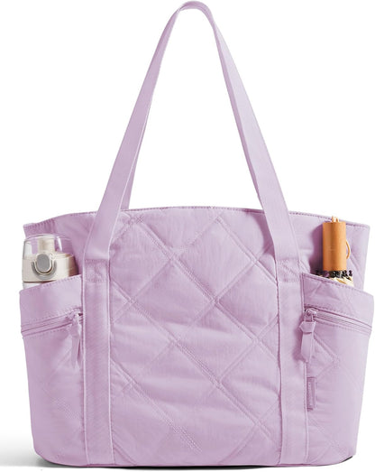 Crush Tote Bag for Women, 20L Puffer Work Tote with Zipper, Travel Essentials Quilted Nurse Hospital Bag