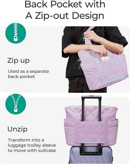 Crush Tote Bag for Women, 20L Puffer Work Tote with Zipper, Travel Essentials Quilted Nurse Hospital Bag