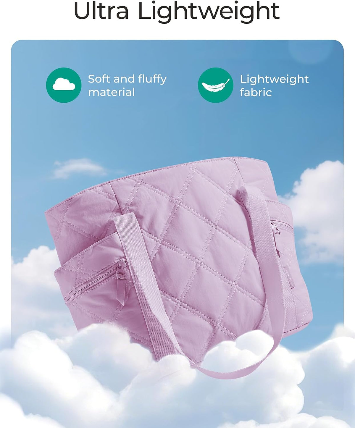 Crush Tote Bag for Women, 20L Puffer Work Tote with Zipper, Travel Essentials Quilted Nurse Hospital Bag