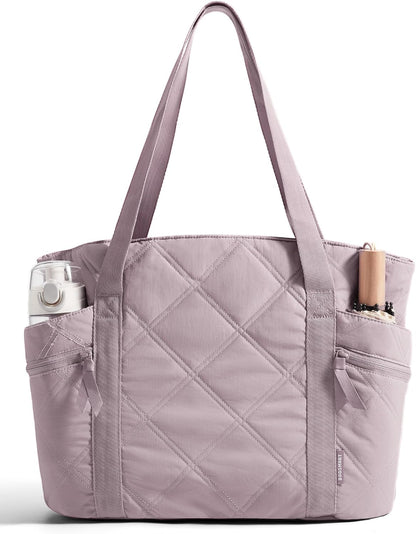Crush Tote Bag for Women, 20L Puffer Work Tote with Zipper, Travel Essentials Quilted Nurse Hospital Bag