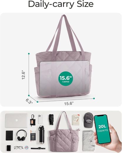 Crush Tote Bag for Women, 20L Puffer Work Tote with Zipper, Travel Essentials Quilted Nurse Hospital Bag