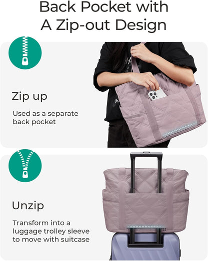 Crush Tote Bag for Women, 20L Puffer Work Tote with Zipper, Travel Essentials Quilted Nurse Hospital Bag
