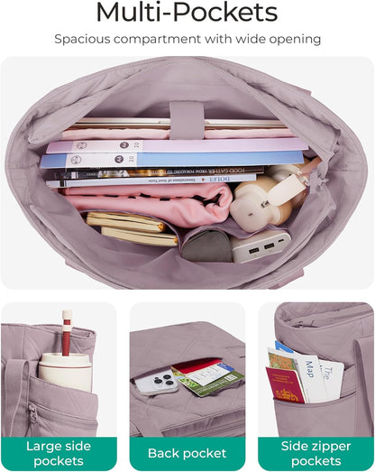 Crush Tote Bag for Women, 20L Puffer Work Tote with Zipper, Travel Essentials Quilted Nurse Hospital Bag