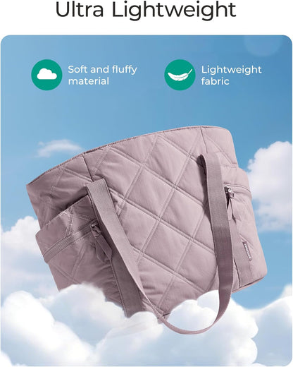 Crush Tote Bag for Women, 20L Puffer Work Tote with Zipper, Travel Essentials Quilted Nurse Hospital Bag