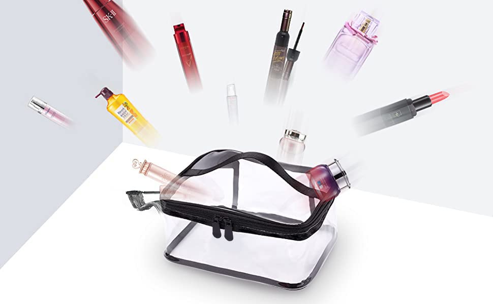 Portable Clear Makeup Bag Zipper Waterproof Transparent Travel Storage Pouch Cosmetic Toiletry With Handle