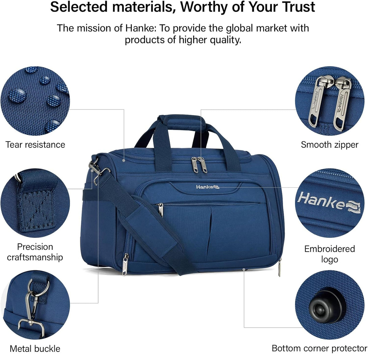 Small Travel Duffel Bag, Under Seat Carry On Personal Item Bag with 11 Pockets, Lightweight Water Resistant Foldable Weekender Bag with Trolley Sleeve for Travel Gym Daily Use（Black）
