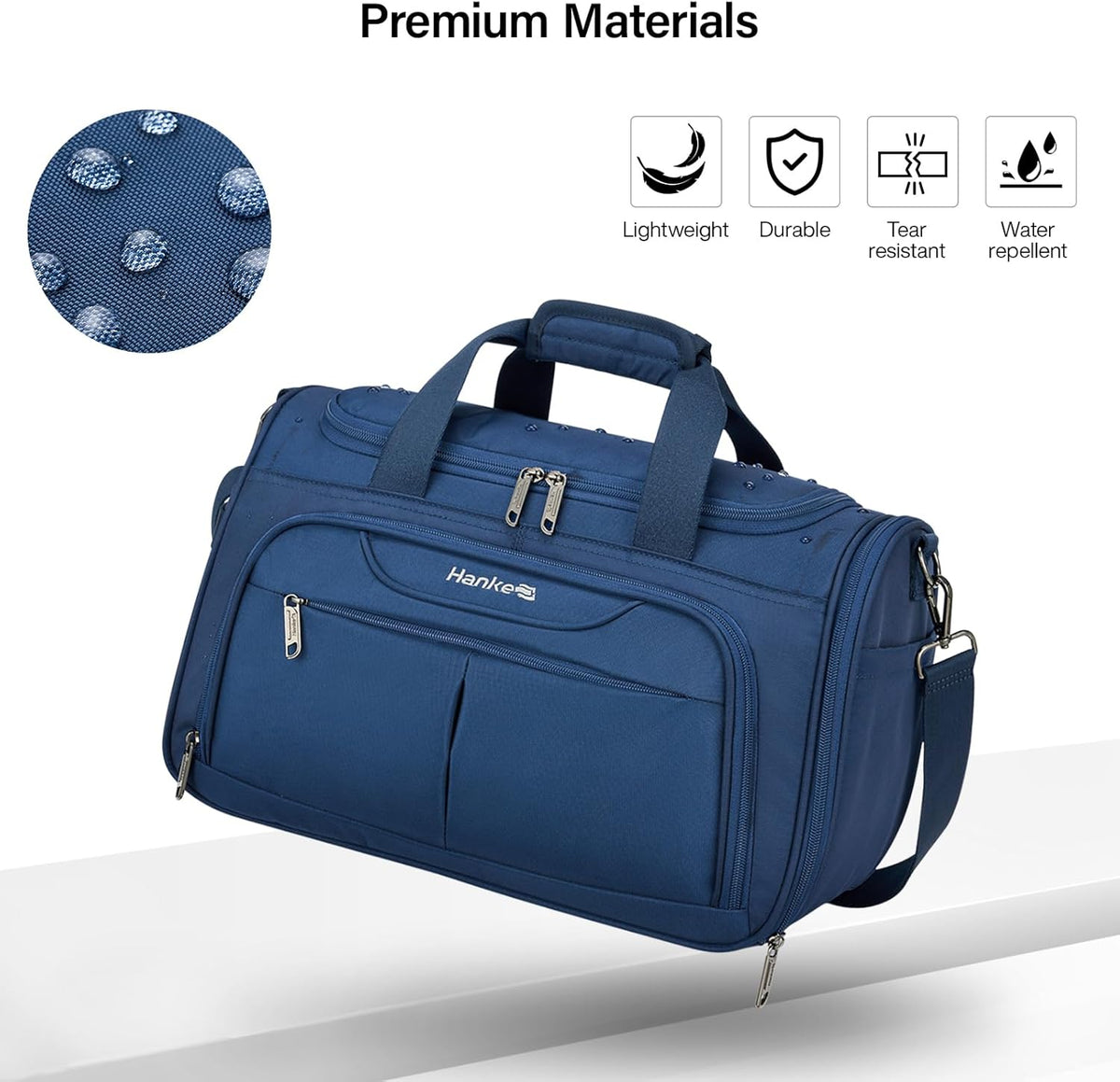 Small Travel Duffel Bag, Under Seat Carry On Personal Item Bag with 11 Pockets, Lightweight Water Resistant Foldable Weekender Bag with Trolley Sleeve for Travel Gym Daily Use（Black）