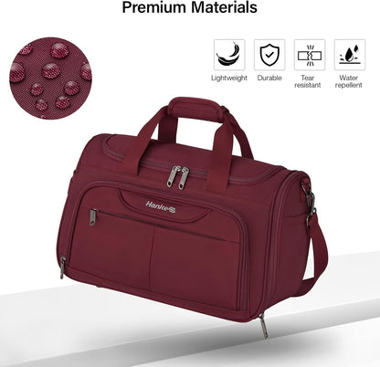 Small Travel Duffel Bag, Under Seat Carry On Personal Item Bag with 11 Pockets, Lightweight Water Resistant Foldable Weekender Bag with Trolley Sleeve for Travel Gym Daily Use（Black）