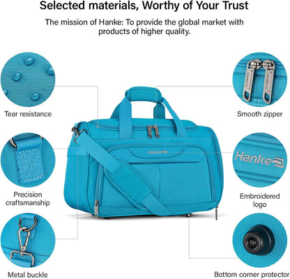 Small Travel Duffel Bag, Under Seat Carry On Personal Item Bag with 11 Pockets, Lightweight Water Resistant Foldable Weekender Bag with Trolley Sleeve for Travel Gym Daily Use（Black）