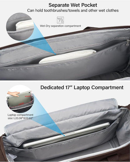 Small Travel Duffel Bag, Under Seat Carry On Personal Item Bag with 11 Pockets, Lightweight Water Resistant Foldable Weekender Bag with Trolley Sleeve for Travel Gym Daily Use（Black）