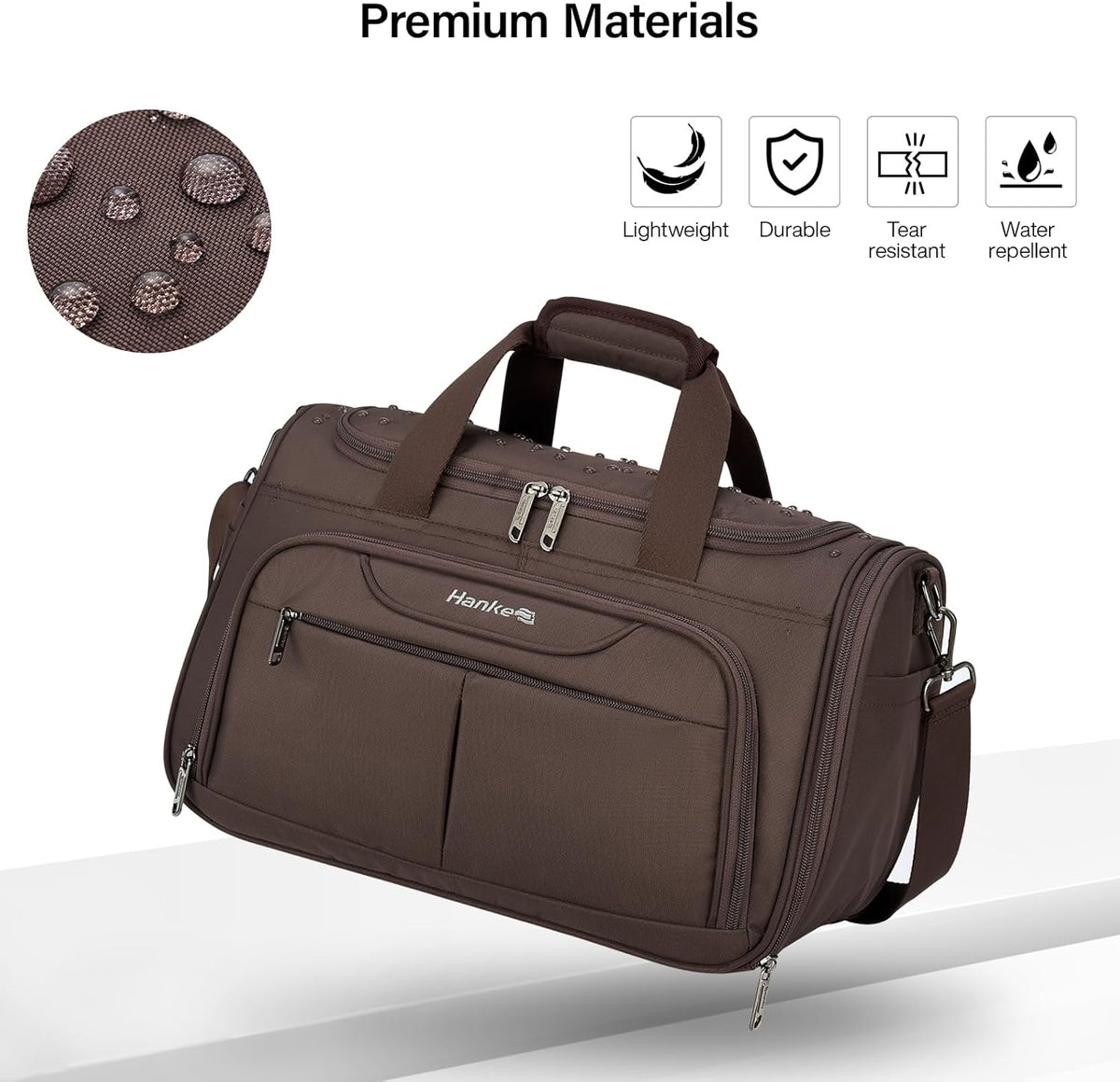 Small Travel Duffel Bag, Under Seat Carry On Personal Item Bag with 11 Pockets, Lightweight Water Resistant Foldable Weekender Bag with Trolley Sleeve for Travel Gym Daily Use（Black）