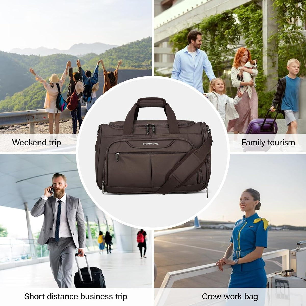 Small Travel Duffel Bag, Under Seat Carry On Personal Item Bag with 11 Pockets, Lightweight Water Resistant Foldable Weekender Bag with Trolley Sleeve for Travel Gym Daily Use（Black）