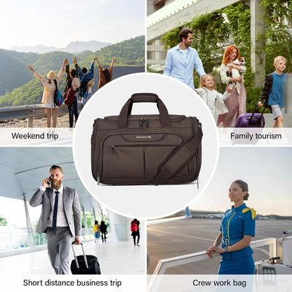 Small Travel Duffel Bag, Under Seat Carry On Personal Item Bag with 11 Pockets, Lightweight Water Resistant Foldable Weekender Bag with Trolley Sleeve for Travel Gym Daily Use（Black）