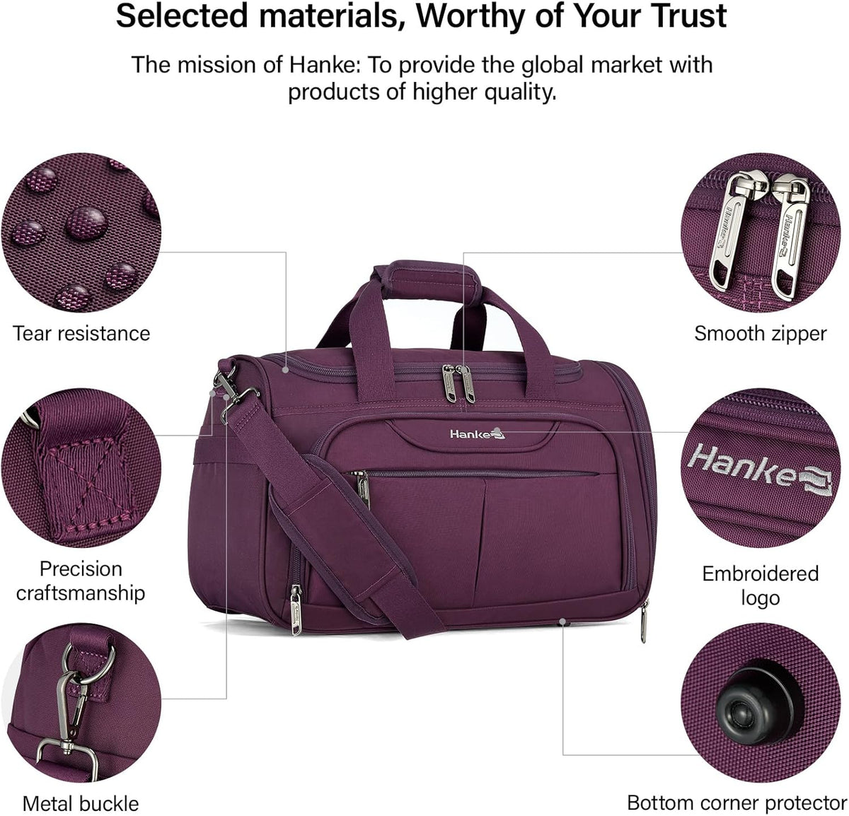 Small Travel Duffel Bag, Under Seat Carry On Personal Item Bag with 11 Pockets, Lightweight Water Resistant Foldable Weekender Bag with Trolley Sleeve for Travel Gym Daily Use（Black）