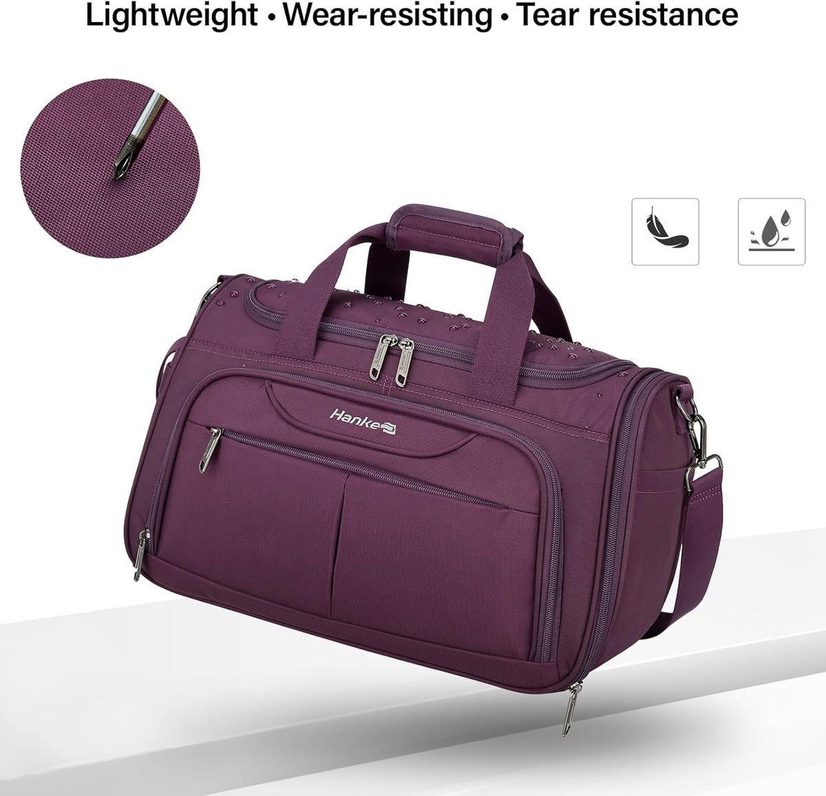 Small Travel Duffel Bag, Under Seat Carry On Personal Item Bag with 11 Pockets, Lightweight Water Resistant Foldable Weekender Bag with Trolley Sleeve for Travel Gym Daily Use（Black）