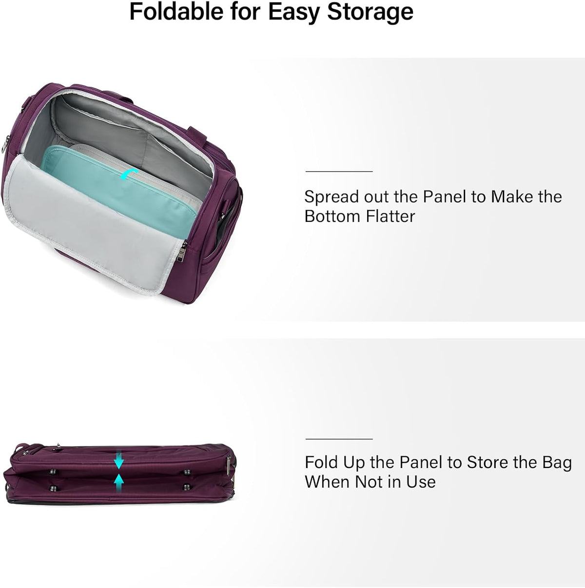 Small Travel Duffel Bag, Under Seat Carry On Personal Item Bag with 11 Pockets, Lightweight Water Resistant Foldable Weekender Bag with Trolley Sleeve for Travel Gym Daily Use（Black）
