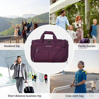 Small Travel Duffel Bag, Under Seat Carry On Personal Item Bag with 11 Pockets, Lightweight Water Resistant Foldable Weekender Bag with Trolley Sleeve for Travel Gym Daily Use（Black）