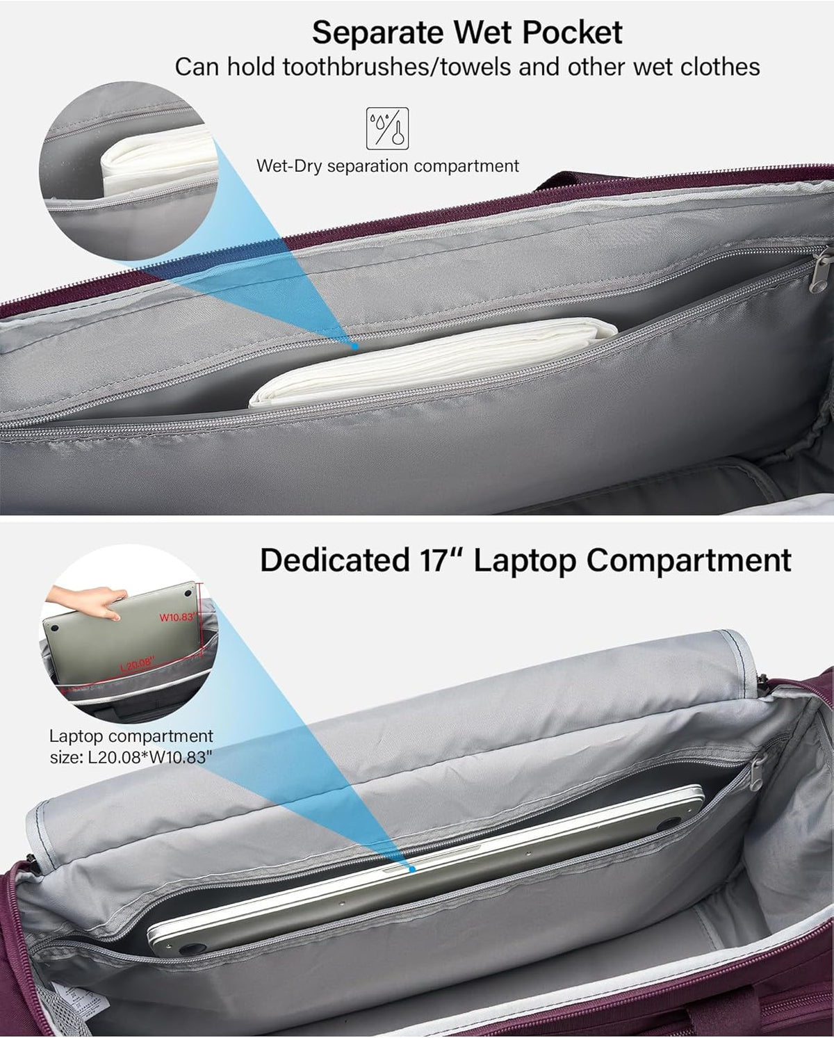 Small Travel Duffel Bag, Under Seat Carry On Personal Item Bag with 11 Pockets, Lightweight Water Resistant Foldable Weekender Bag with Trolley Sleeve for Travel Gym Daily Use（Black）