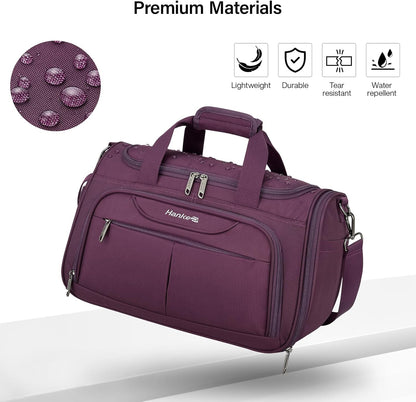 Small Travel Duffel Bag, Under Seat Carry On Personal Item Bag with 11 Pockets, Lightweight Water Resistant Foldable Weekender Bag with Trolley Sleeve for Travel Gym Daily Use（Black）