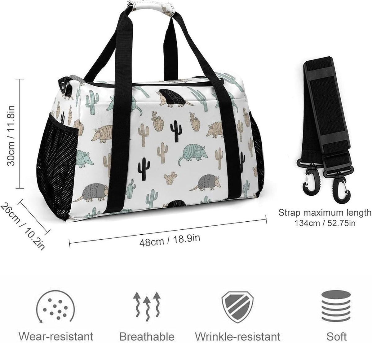 Large Capacity Duffel Bag for Gym Sports Travel Simple Organization Weekender Overnight