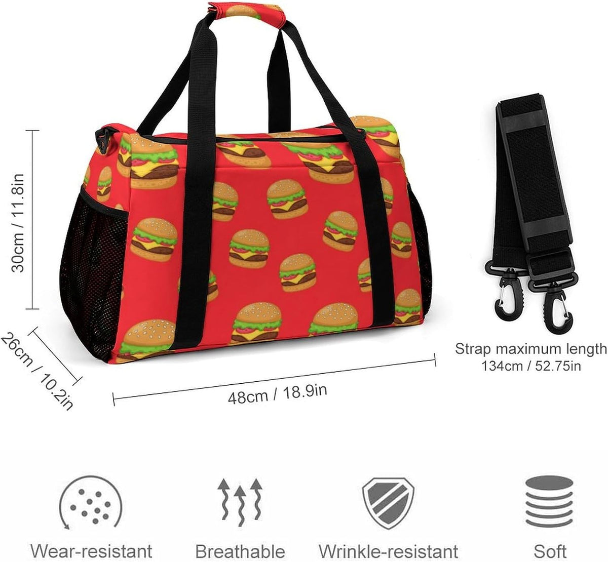 Large Capacity Duffel Bag for Gym Sports Travel Simple Organization Weekender Overnight