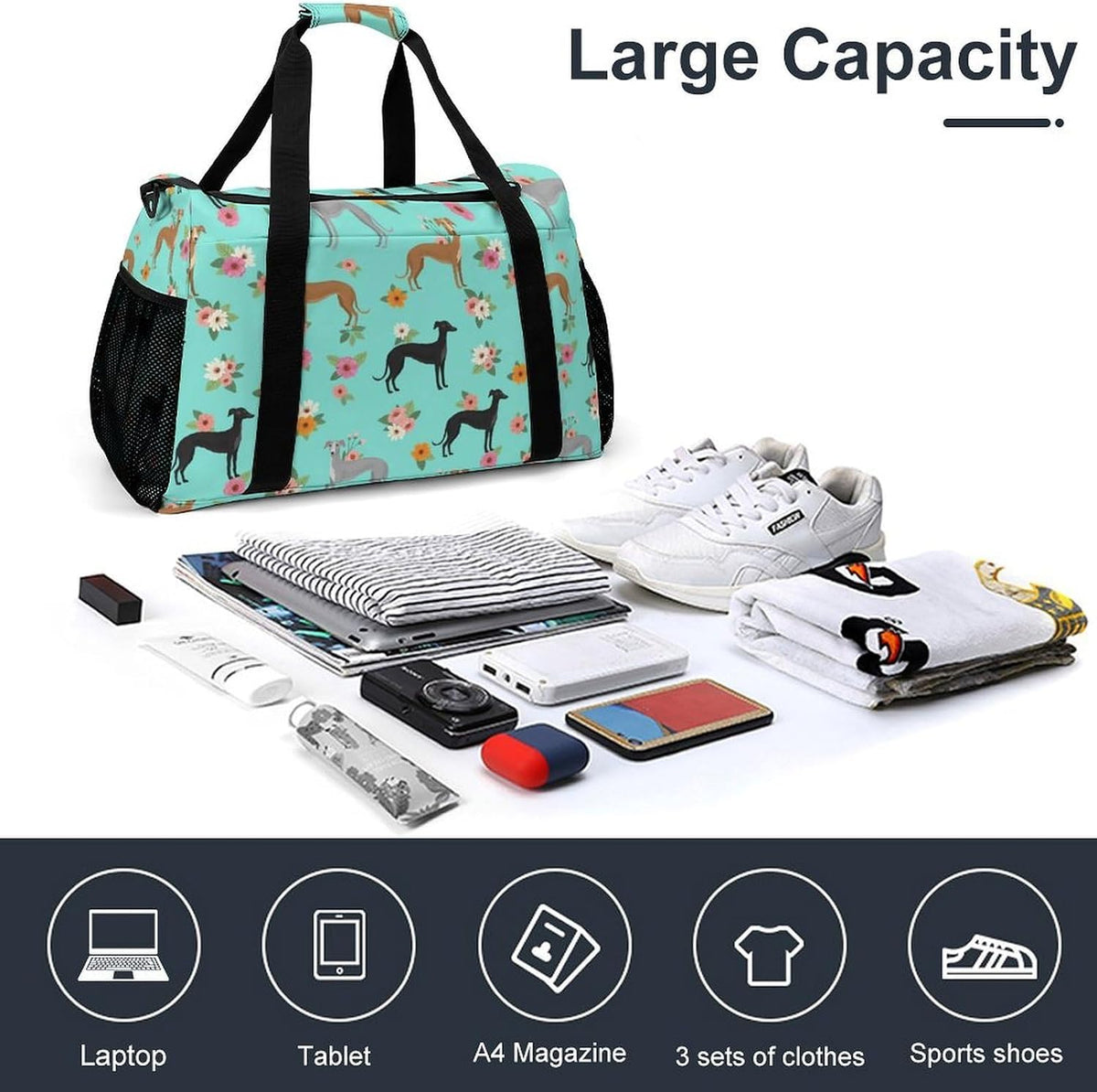 Large Capacity Duffel Bag for Gym Sports Travel Simple Organization Weekender Overnight