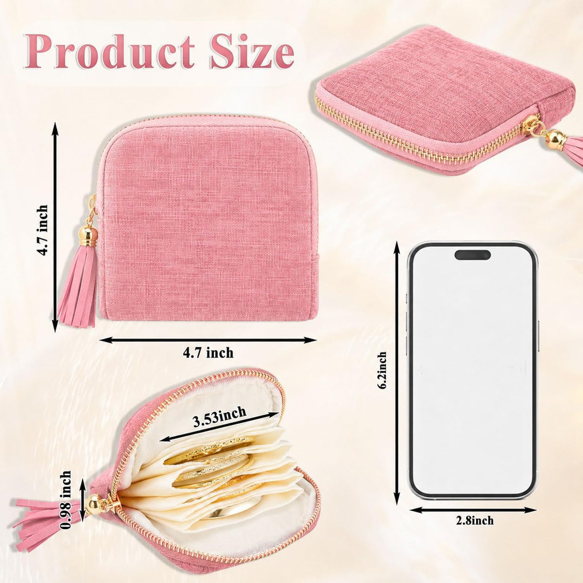 Small Travel Jewelry Pounch Case, 6-Layer Velvet Jewelry Organizer Storage Bag with Zipper, Mini Portable Pouch for Rings Earring, Anti-Scratch Jewelry Pouch Gift for Women Girls（Light Ice Blue）