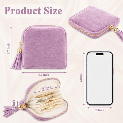 Small Travel Jewelry Pounch Case, 6-Layer Velvet Jewelry Organizer Storage Bag with Zipper, Mini Portable Pouch for Rings Earring, Anti-Scratch Jewelry Pouch Gift for Women Girls（Light Ice Blue）