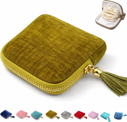 Small Travel Jewelry Pounch Case, 6-Layer Velvet Jewelry Organizer Storage Bag with Zipper, Mini Portable Pouch for Rings Earring, Anti-Scratch Jewelry Pouch Gift for Women Girls（Light Ice Blue）