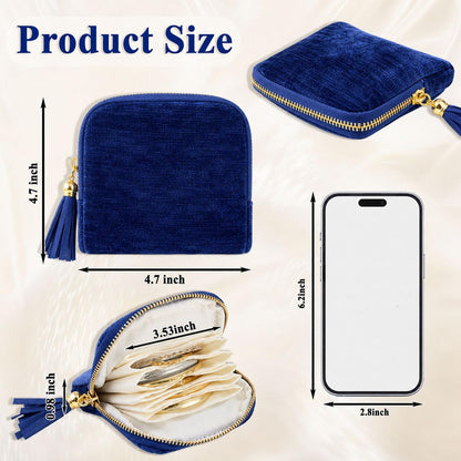 Small Travel Jewelry Pounch Case, 6-Layer Velvet Jewelry Organizer Storage Bag with Zipper, Mini Portable Pouch for Rings Earring, Anti-Scratch Jewelry Pouch Gift for Women Girls（Light Ice Blue）
