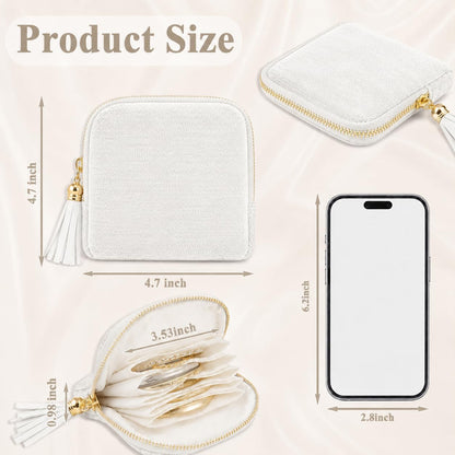 Small Travel Jewelry Pounch Case, 6-Layer Velvet Jewelry Organizer Storage Bag with Zipper, Mini Portable Pouch for Rings Earring, Anti-Scratch Jewelry Pouch Gift for Women Girls（Light Ice Blue）