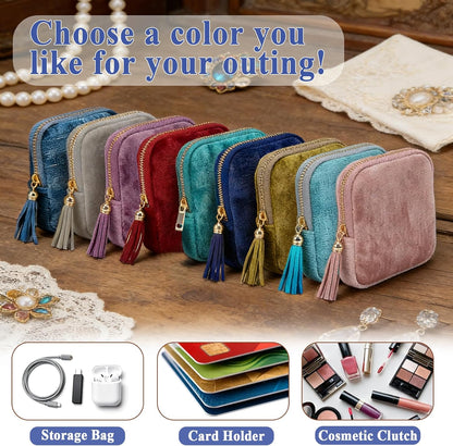 Small Travel Jewelry Pounch Case, 6-Layer Velvet Jewelry Organizer Storage Bag with Zipper, Mini Portable Pouch for Rings Earring, Anti-Scratch Jewelry Pouch Gift for Women Girls（Light Ice Blue）