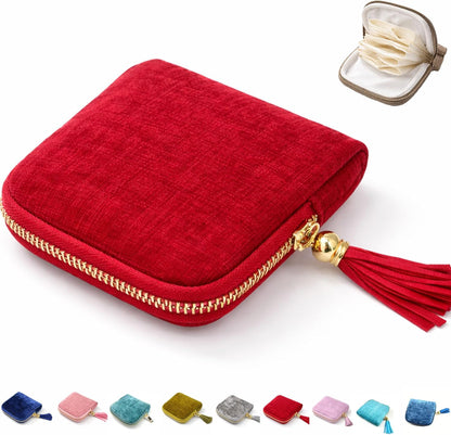 Small Travel Jewelry Pounch Case, 6-Layer Velvet Jewelry Organizer Storage Bag with Zipper, Mini Portable Pouch for Rings Earring, Anti-Scratch Jewelry Pouch Gift for Women Girls（Light Ice Blue）