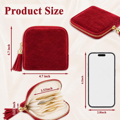 Small Travel Jewelry Pounch Case, 6-Layer Velvet Jewelry Organizer Storage Bag with Zipper, Mini Portable Pouch for Rings Earring, Anti-Scratch Jewelry Pouch Gift for Women Girls（Light Ice Blue）