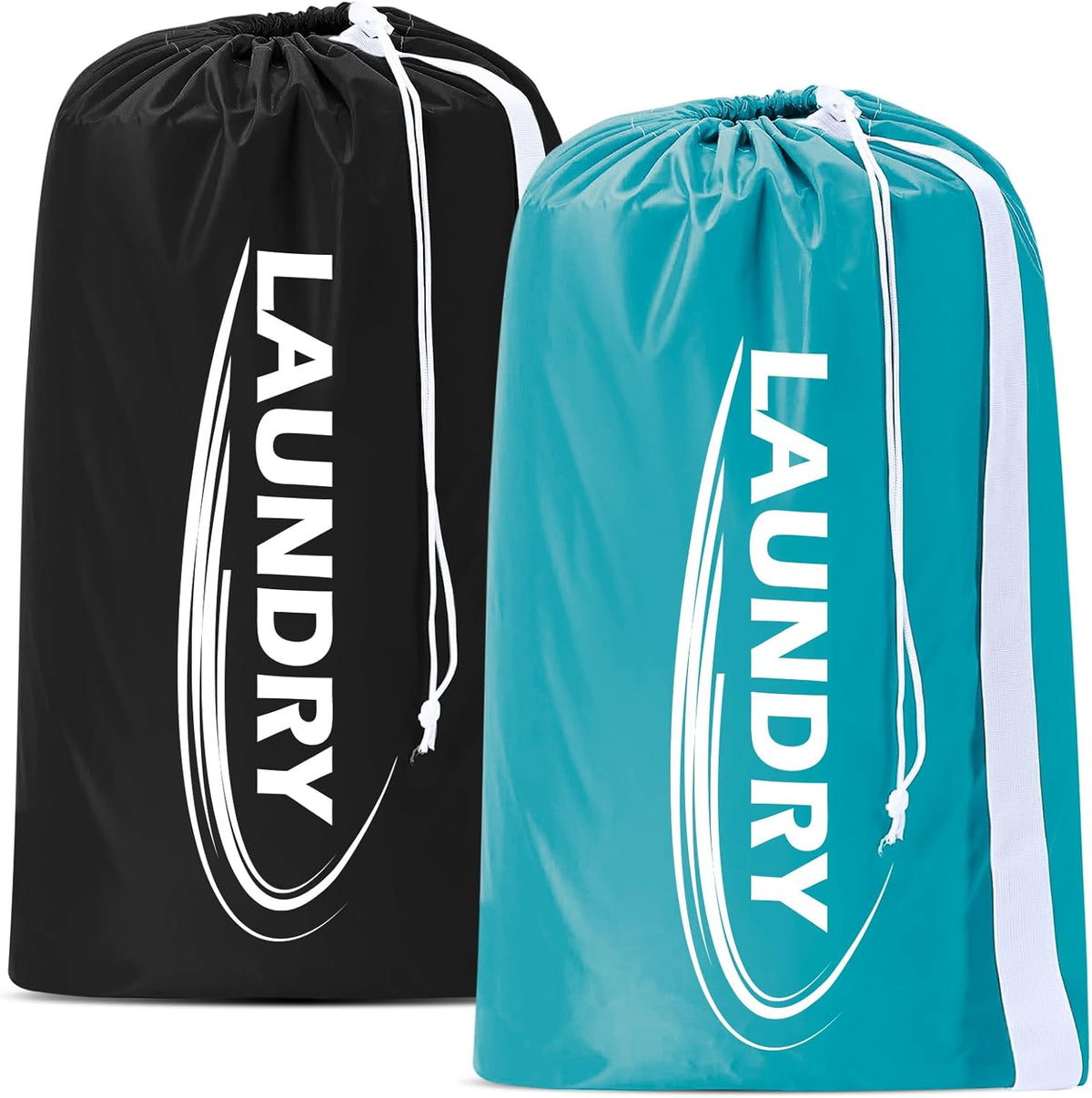 2 Pack XL Laundry Bag with Strap,Heavy Duty Travel Laundry Bag,Rip-Stop Dirty Clothes Shoulder Bag with Drawstring,Easy Fit a Laundry Hamper or Basket Travel Essentials