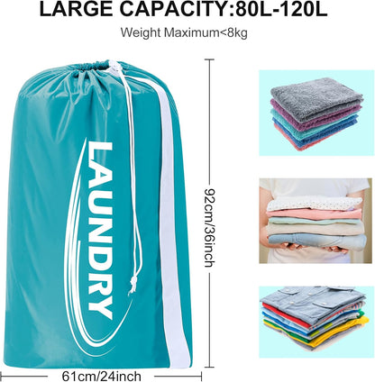 2 Pack XL Laundry Bag with Strap,Heavy Duty Travel Laundry Bag,Rip-Stop Dirty Clothes Shoulder Bag with Drawstring,Easy Fit a Laundry Hamper or Basket Travel Essentials