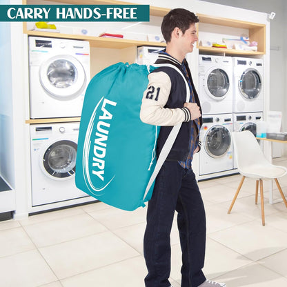 2 Pack XL Laundry Bag with Strap,Heavy Duty Travel Laundry Bag,Rip-Stop Dirty Clothes Shoulder Bag with Drawstring,Easy Fit a Laundry Hamper or Basket Travel Essentials