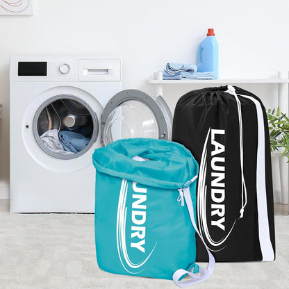 2 Pack XL Laundry Bag with Strap,Heavy Duty Travel Laundry Bag,Rip-Stop Dirty Clothes Shoulder Bag with Drawstring,Easy Fit a Laundry Hamper or Basket Travel Essentials