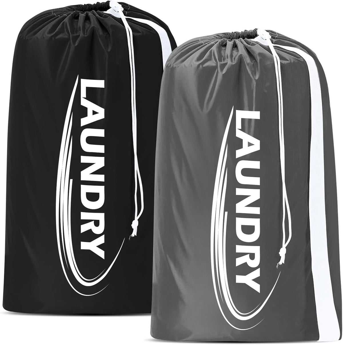 2 Pack XL Laundry Bag with Strap,Heavy Duty Travel Laundry Bag,Rip-Stop Dirty Clothes Shoulder Bag with Drawstring,Easy Fit a Laundry Hamper or Basket Travel Essentials