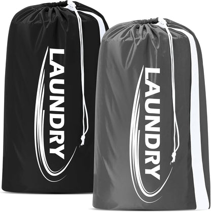2 Pack XL Laundry Bag with Strap,Heavy Duty Travel Laundry Bag,Rip-Stop Dirty Clothes Shoulder Bag with Drawstring,Easy Fit a Laundry Hamper or Basket Travel Essentials
