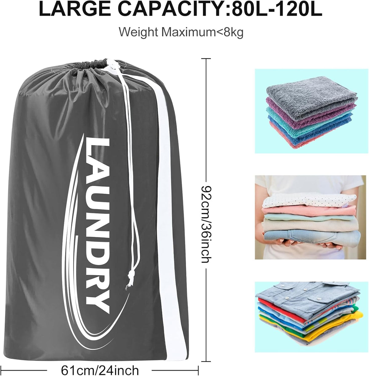 2 Pack XL Laundry Bag with Strap,Heavy Duty Travel Laundry Bag,Rip-Stop Dirty Clothes Shoulder Bag with Drawstring,Easy Fit a Laundry Hamper or Basket Travel Essentials