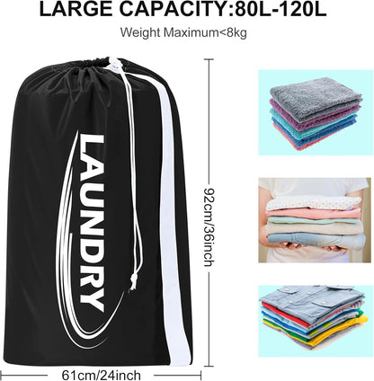 2 Pack XL Laundry Bag with Strap,Heavy Duty Travel Laundry Bag,Rip-Stop Dirty Clothes Shoulder Bag with Drawstring,Easy Fit a Laundry Hamper or Basket Travel Essentials