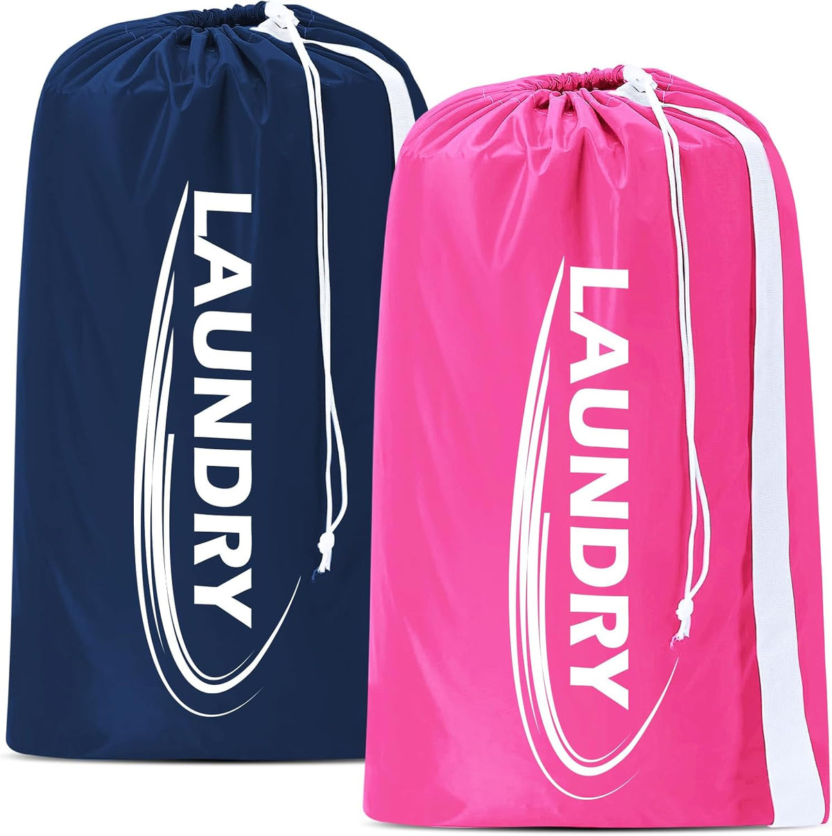 2 Pack XL Laundry Bag with Strap,Heavy Duty Travel Laundry Bag,Rip-Stop Dirty Clothes Shoulder Bag with Drawstring,Easy Fit a Laundry Hamper or Basket Travel Essentials