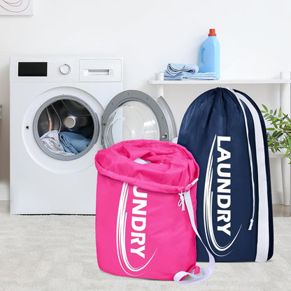 2 Pack XL Laundry Bag with Strap,Heavy Duty Travel Laundry Bag,Rip-Stop Dirty Clothes Shoulder Bag with Drawstring,Easy Fit a Laundry Hamper or Basket Travel Essentials