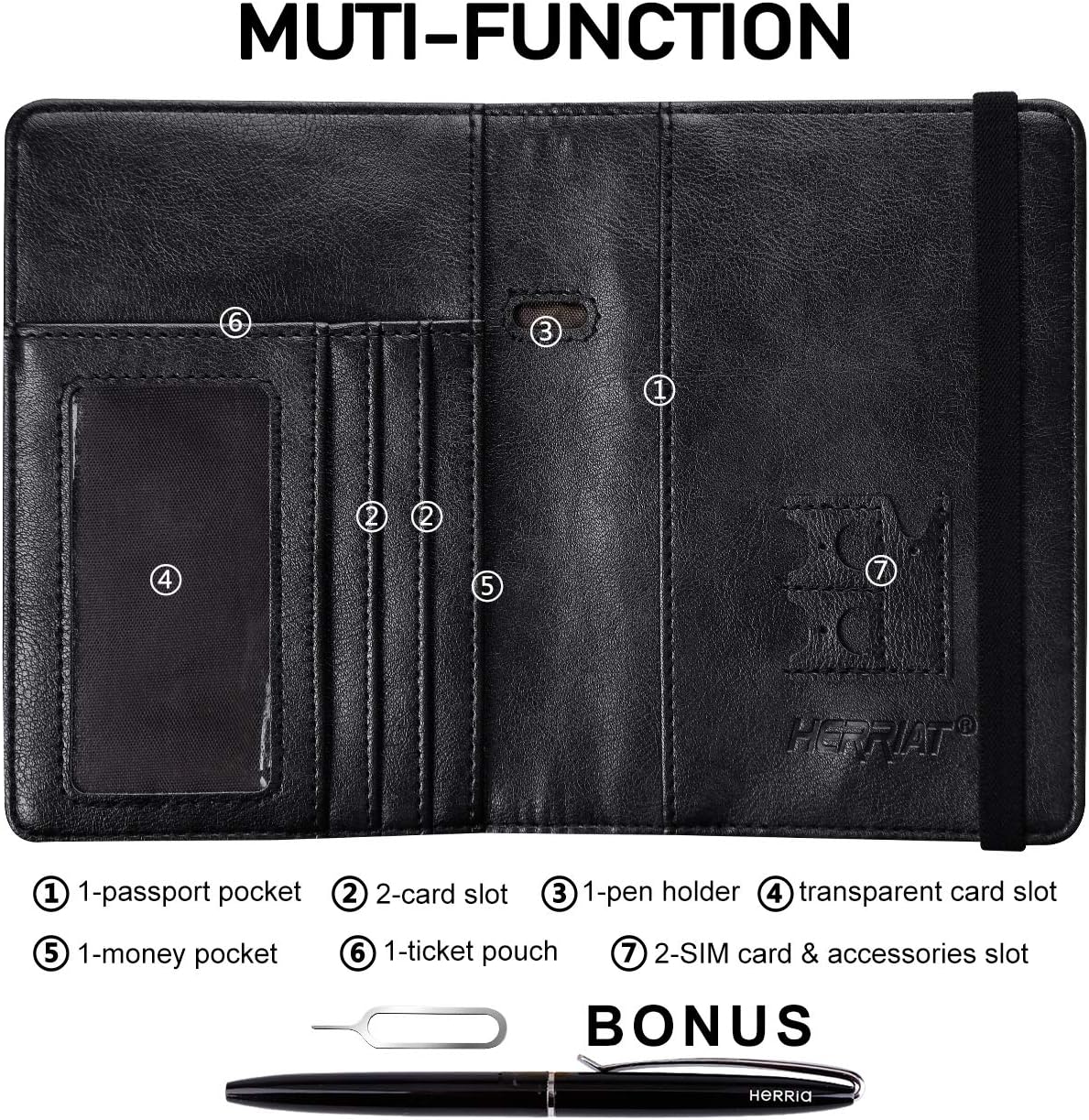 Leather Passport Holder Cover Case RFID Blocking Travel Wallets Card Case for Women Men(Coffee)